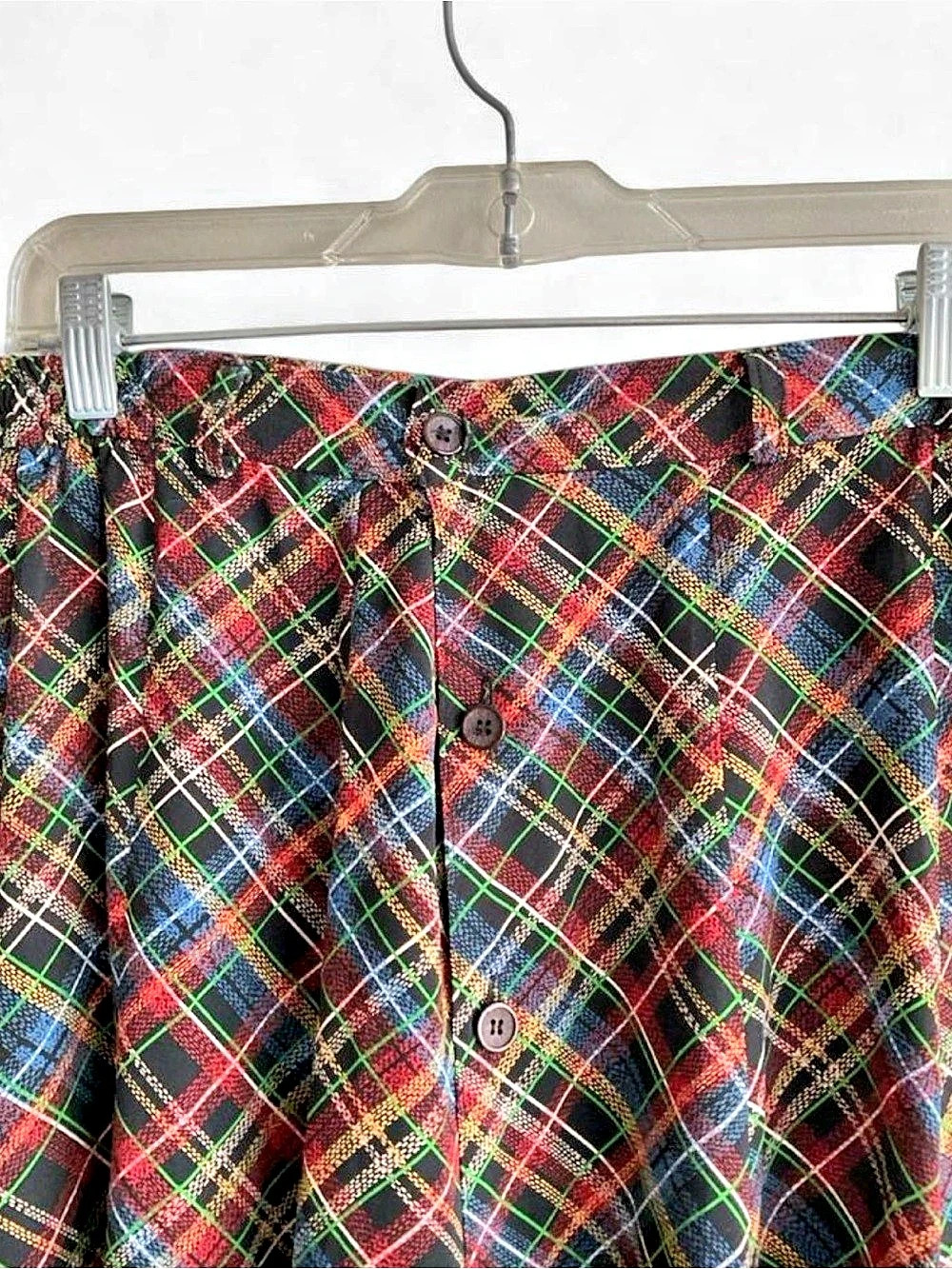 Vintage Style Plaid Maxi Skirt Black & Red Multicolor Buttoned | Y2K MEDIUM - Picture 3 of 8